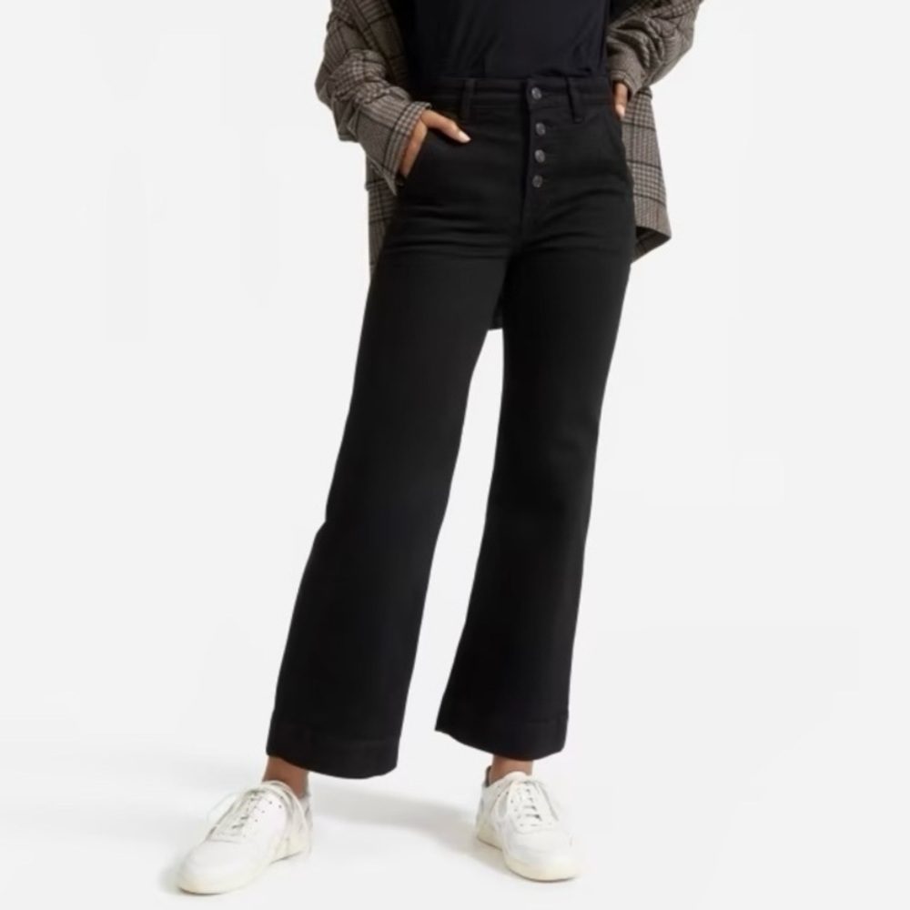 Everlane The Wide Leg Jean Button Fly‎ Ankle Length in Black Women’s Size 29